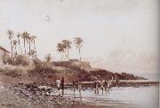 John varley jnr Old Portuguese Fort near Bombay oil painting
